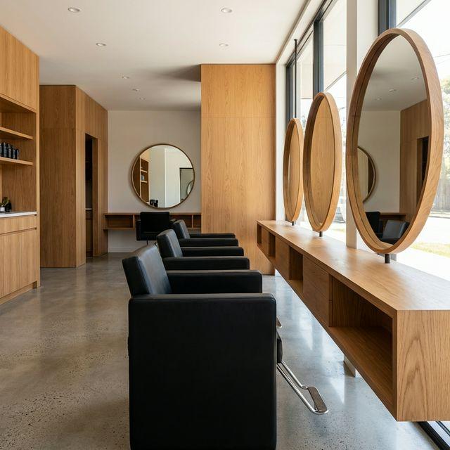 Interior of modern boutique hair salon